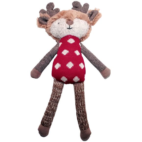 Anthropologie Sock Monkey Reindeer Plush Christmas Tree Topper Rare 2016 Toy - Picture 5 of 10